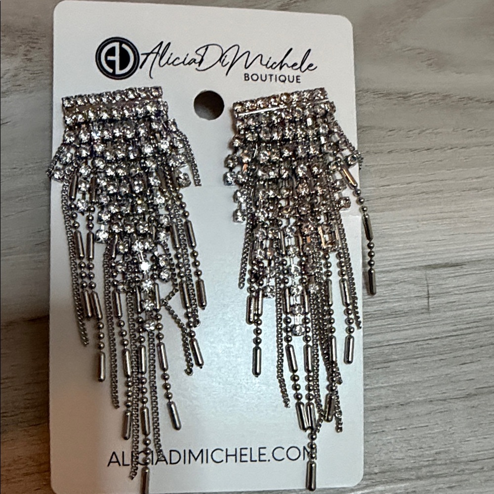 Silver Statement Earrings - image 3